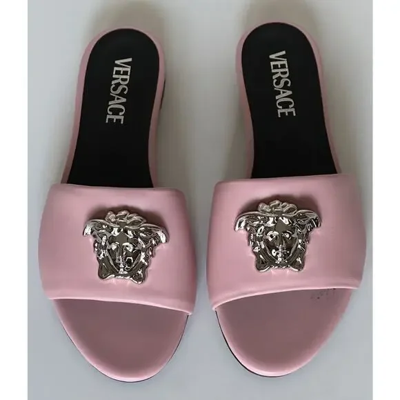 VERSACE Medusa Women's Rose Sandals 7 US (37 Euro) 1009428 Spain NIB $850 - Picture 8 of 13